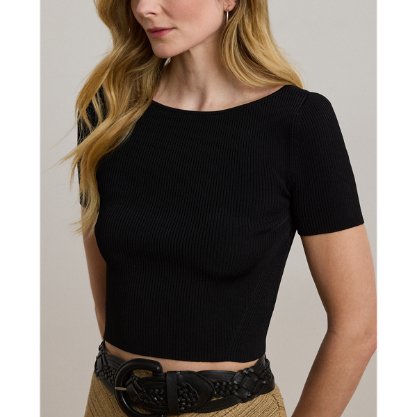 Pull côtelé court à manches courtes