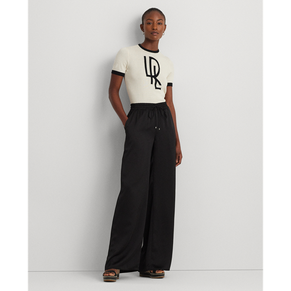 Two-Tone Logo Short-Sleeve Sweater