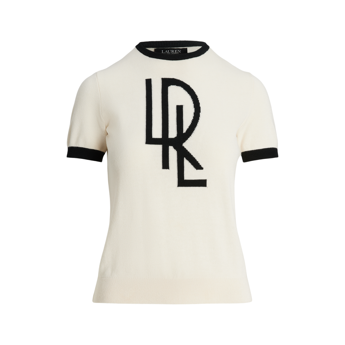 Two-Tone Logo Short-Sleeve Sweater