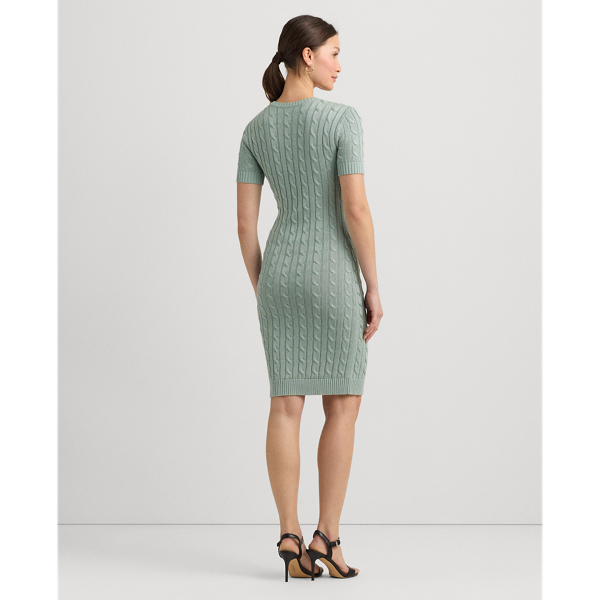 Blue Cable-Knit Short-Sleeve Jumper Dress Lauren 5