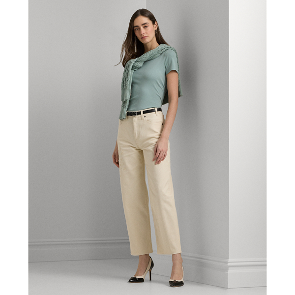 Mascarpone Cream Wash High-Rise Relaxed Cropped Jean Lauren 1