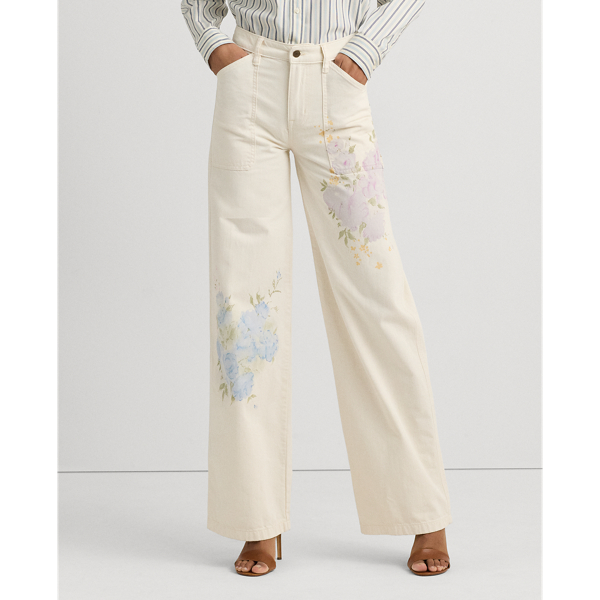 Floral High Rise Wide Leg Jean