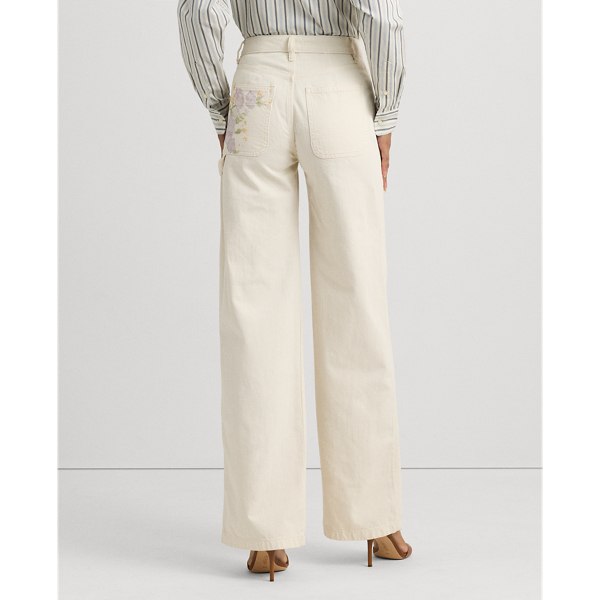 Floral High Rise Wide Leg Jean