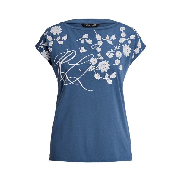 Floral-Embroidered Jersey Tee Lauren 1