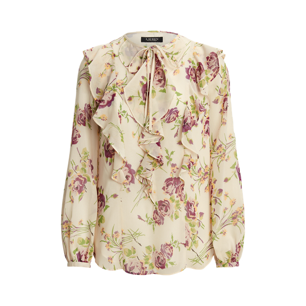 Blusa de georgette con flores y volantes Lauren en 1