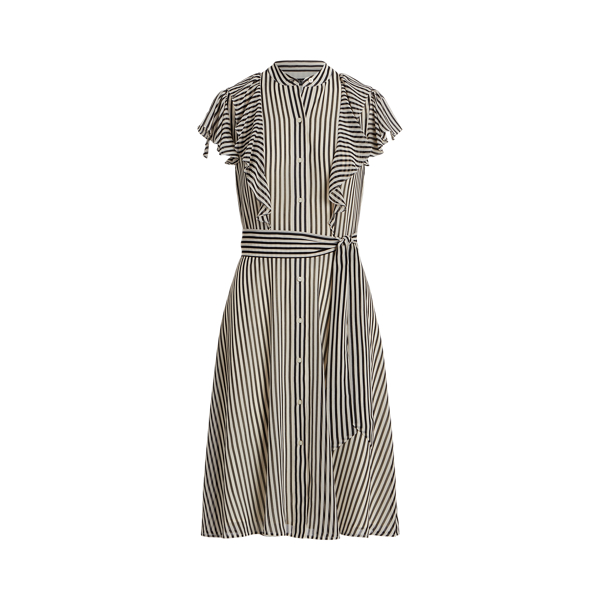 Striped Belted Chiffon Shirtdress Lauren 1