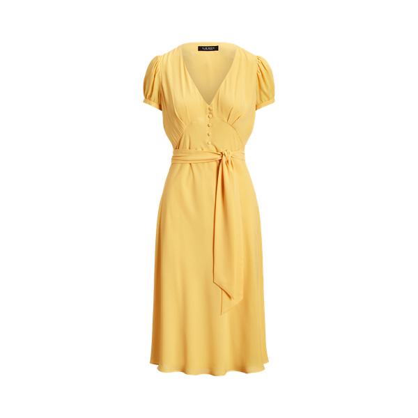 Georgettekleid mit G&uuml;rtel und Puff&auml;rmeln Lauren in 1