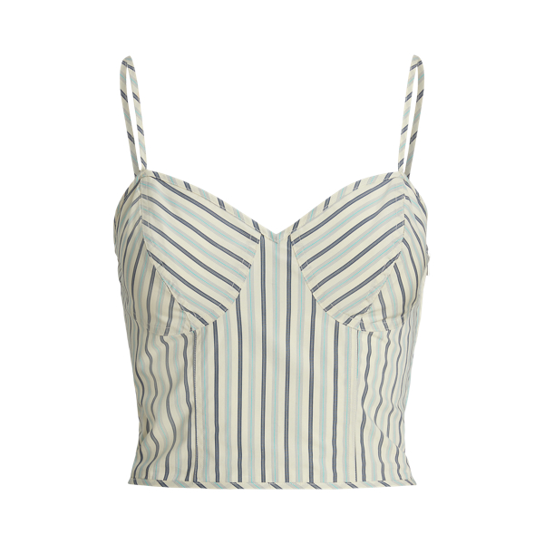 Striped Cotton Sleeveless Cropped Blouse