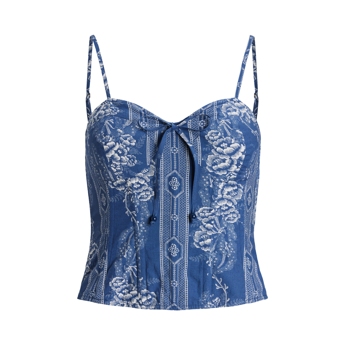 売れ筋商品|||ラルフローレン カットソー トップス レディース Women's Floral-Embroidered Voile Cropped Bustier Capri Blue Floral-Embroidered Voile Cropped Bustier