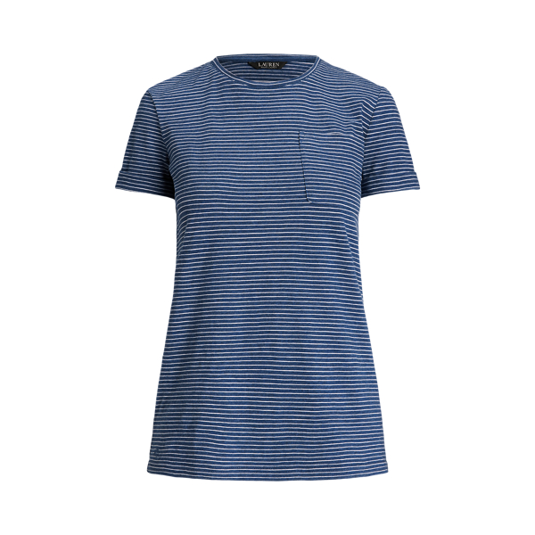 T-shirt com bolso em malha &agrave;s riscas