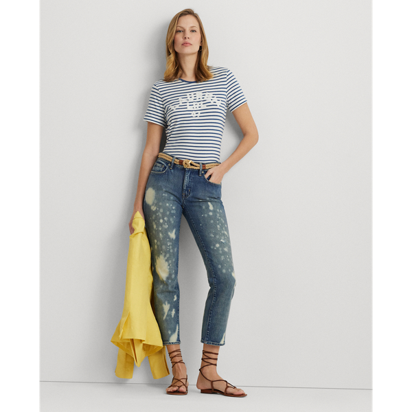 White/Indigo Dusk Logo Striped Cotton Jersey Tee Lauren 4