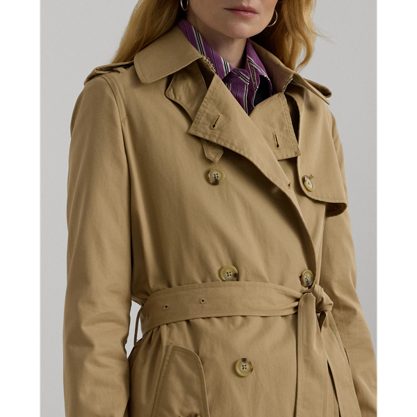 Water Repellent Belted Twill Trench Coat