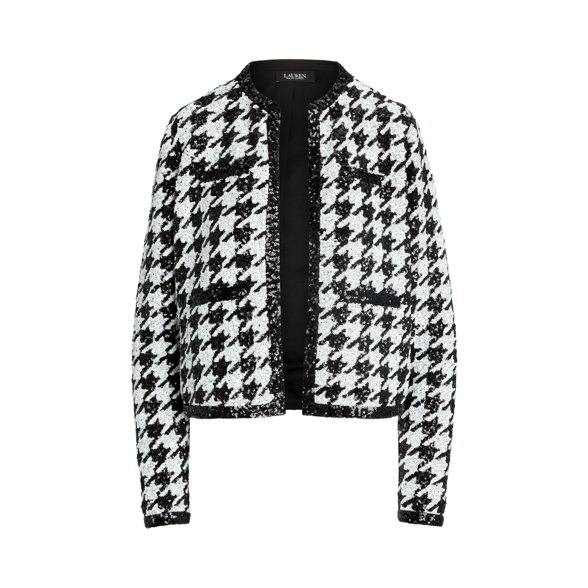 Sequined Houndstooth Cropped Jacket