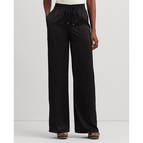 Black Satin Charmeuse Wide-Leg Pant Lauren 4