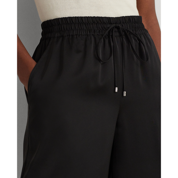Black Satin Charmeuse Wide-Leg Pant Lauren 6