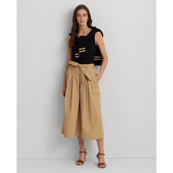 Birch Tan Belted Micro-Sanded Twill Cropped Pant Lauren 1