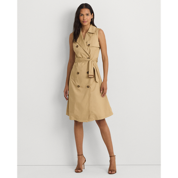 Birch Tan Micro-Sanded Twill Sleeveless Dress Lauren 1