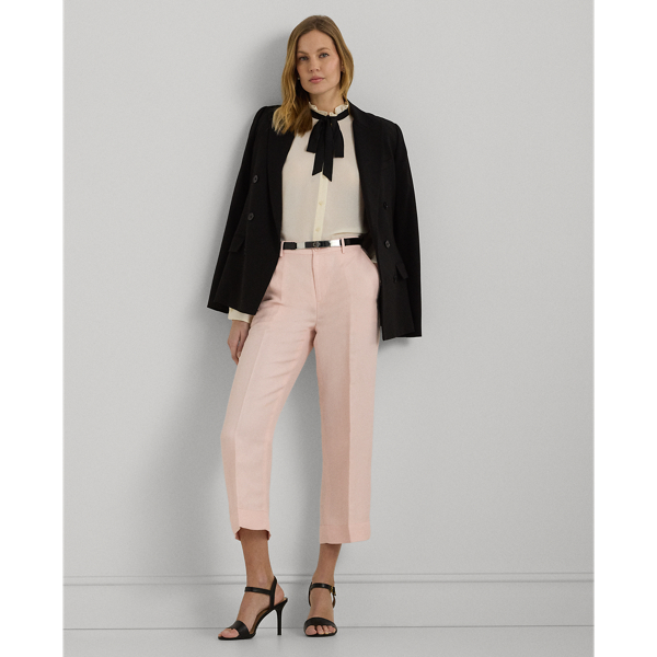 Pink Opal Linen-Blend-Twill Cropped Pant Lauren 1