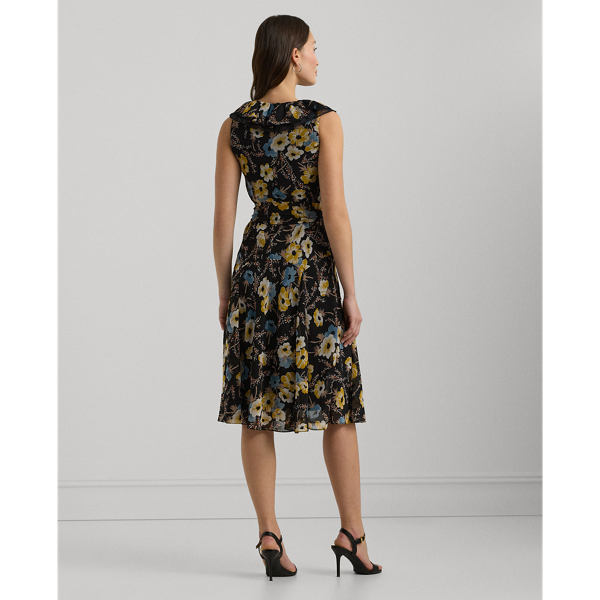Floral Belted Crinkle Georgette Dress | Ralph Lauren® Australia