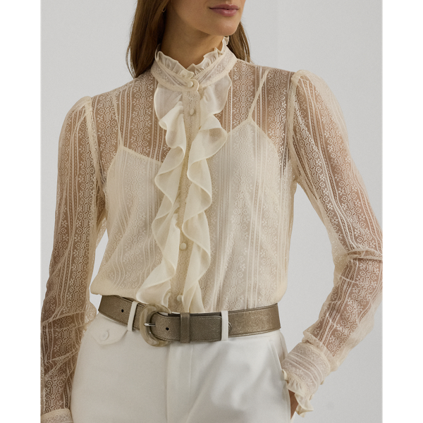 Ruffle Trim Lace Shirt for Women Ralph Lauren UY