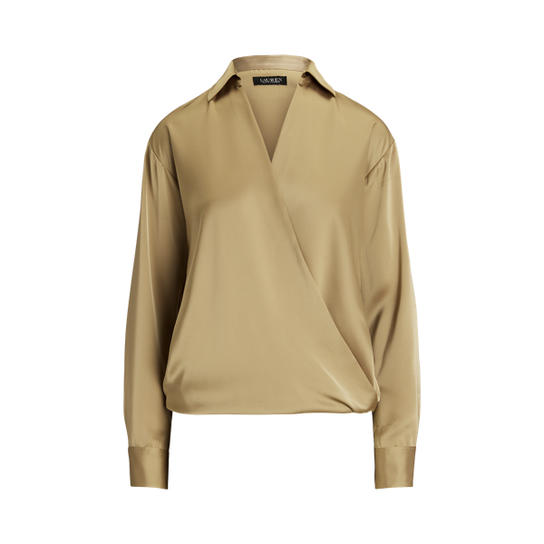 Satin Charmeuse Surplice Blouse Lauren 1