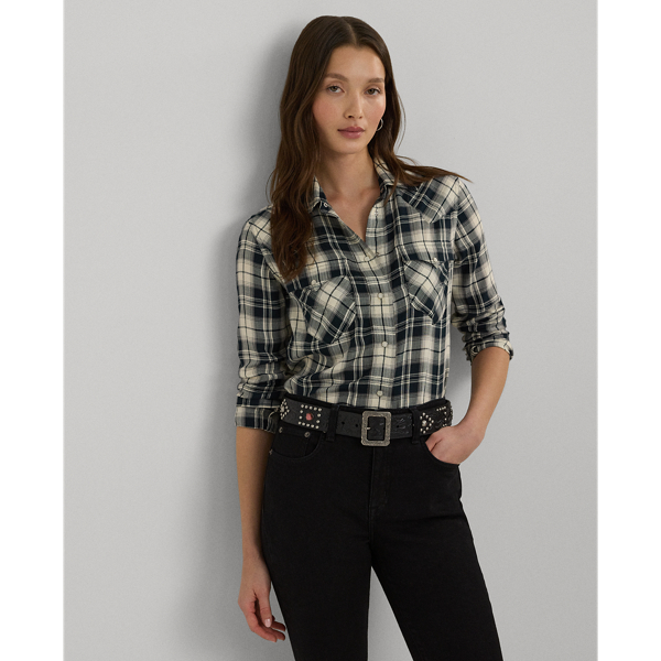 Slim Fit Plaid Herringbone Shirt