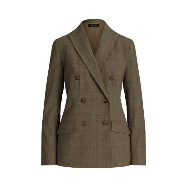 Glen Check Double Breasted Wool Blazer for Women Ralph Lauren UK