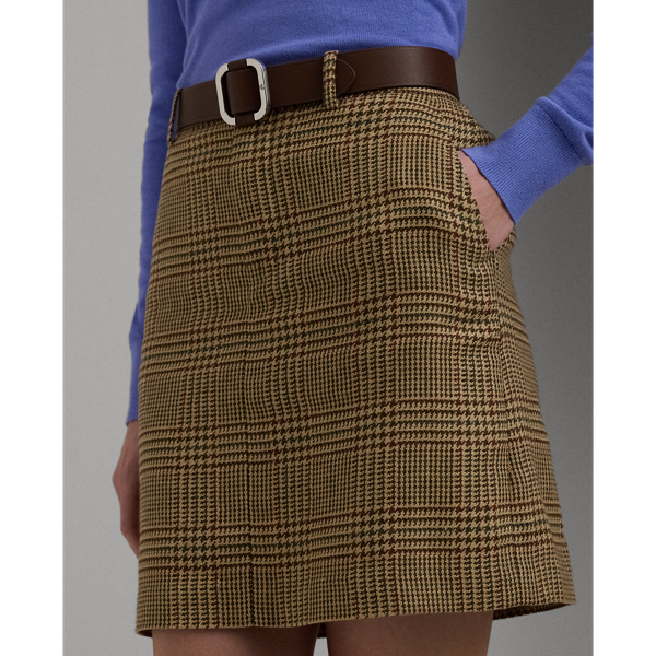 Glen Plaid Tweed Pencil Miniskirt