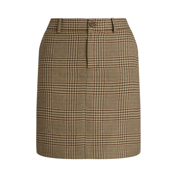 Glen Plaid Tweed Pencil Miniskirt