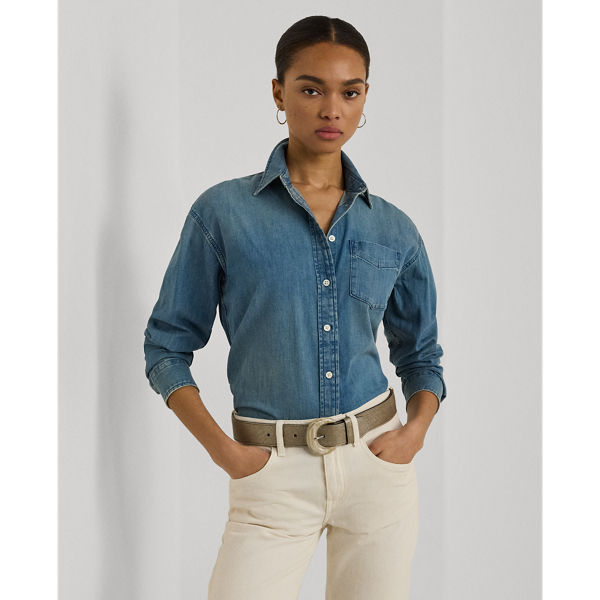 Autumn Blue Wash Relaxed Fit Denim Shirt Lauren 1