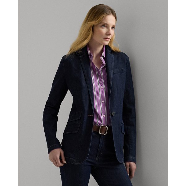 Deep Indigo Wash Denim Blazer Lauren 1