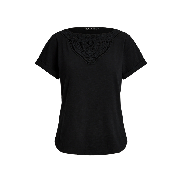 Eyelet Slub Jersey Boatneck Tee Lauren 1