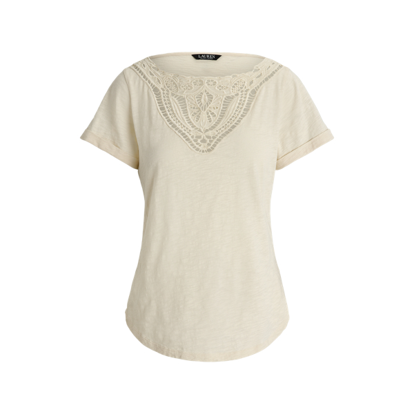 Slub jersey T-shirt met boothals
