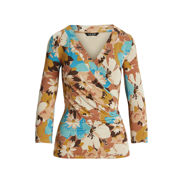 Floral Jersey Surplice Top Lauren 1