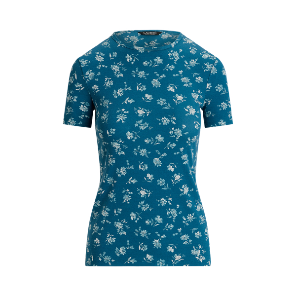 Floral Stretch Cotton Crewneck Tee