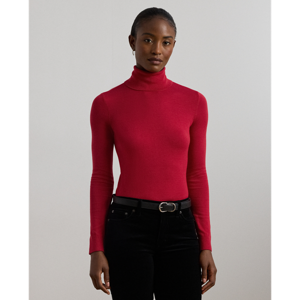 Pull à col roulé en soie mélangée