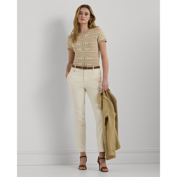 Kurzarmpullover mit geometrischem Motiv Lauren in Sandbraun multi 4