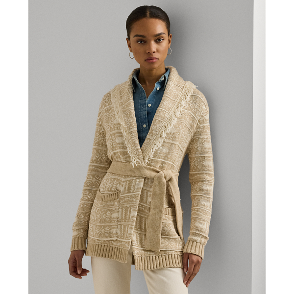 Geo Motif Belted Linen Blend Cardigan for Women Ralph Lauren SA