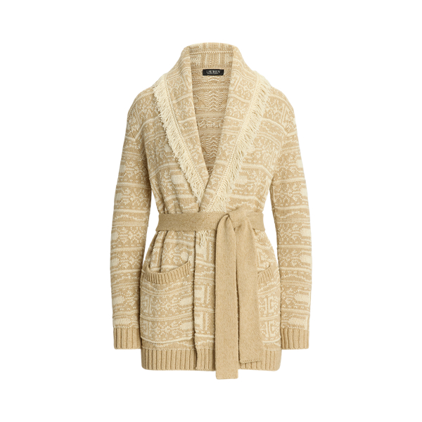 ラルフ・ローレン Lauren Ralph Lauren Geo Motif Belted Linen-Cotton Cardigan レディース S Geo-Motif Belted Linen-Cotton Cardigan