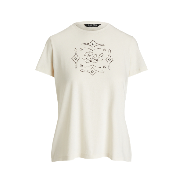 Studded-Logo Cotton-Blend Jersey Tee