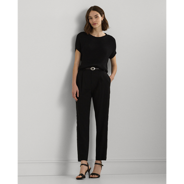 Black Rib-Knit Short-Sleeve Sweater Lauren 4
