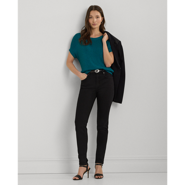 Kurzärmliger Pullover in Rippenstrick