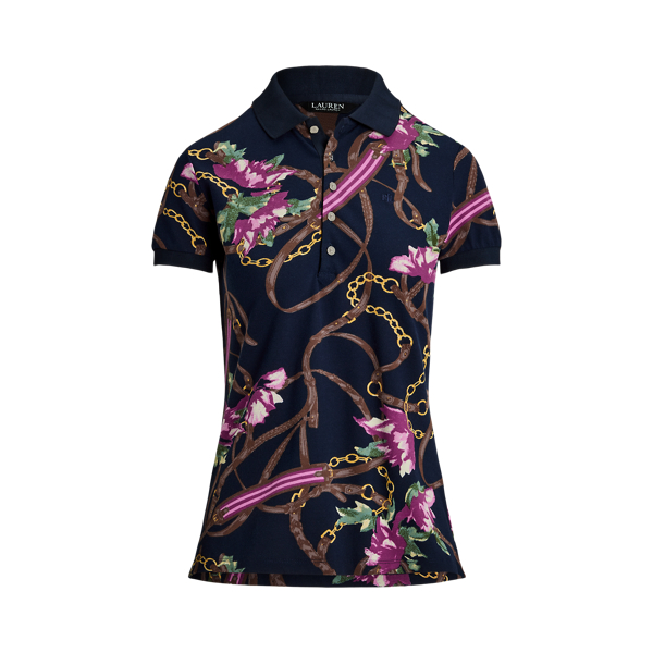 Print Stretch Pique Polo Shirt for Women Ralph Lauren UK