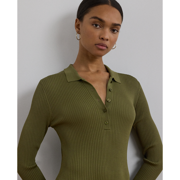 Rib-Knit Polo Dress
