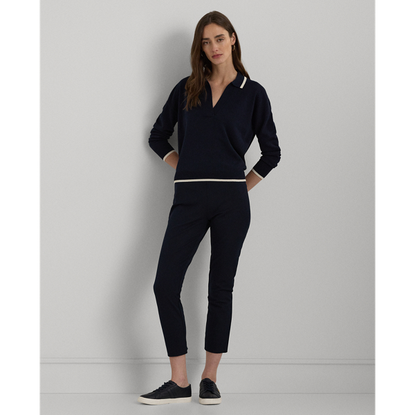 Zweifarbiger Polo-Pullover mit Baumwolle Lauren in Lauren-Navy/Creme 4