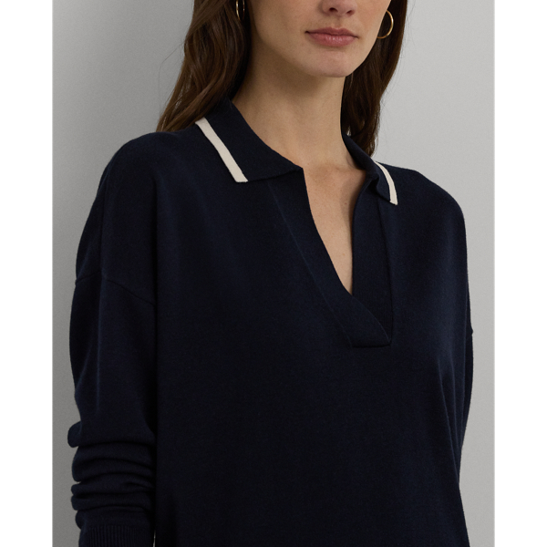 Zweifarbiger Polo-Pullover mit Baumwolle Lauren in Lauren-Navy/Creme 6
