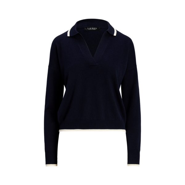 Two-Tone Cotton-Blend Polo Jumper for Women | Ralph Lauren® UK
