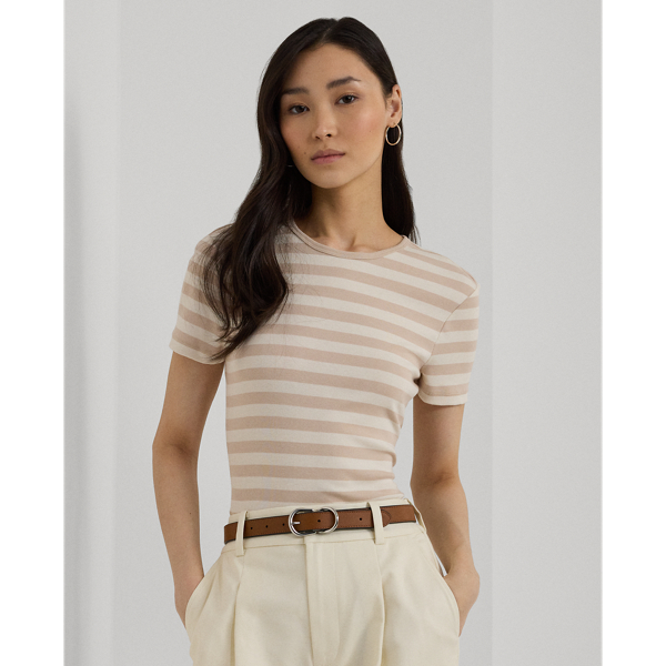 Striped Stretch Cotton Crewneck Tee