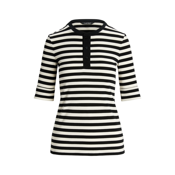 ラルフ・ローレン Lauren Ralph Lauren Striped ストレッチ Cotton Henley Tee レディース シャツ トップス Striped Stretch Cotton Henley Tee