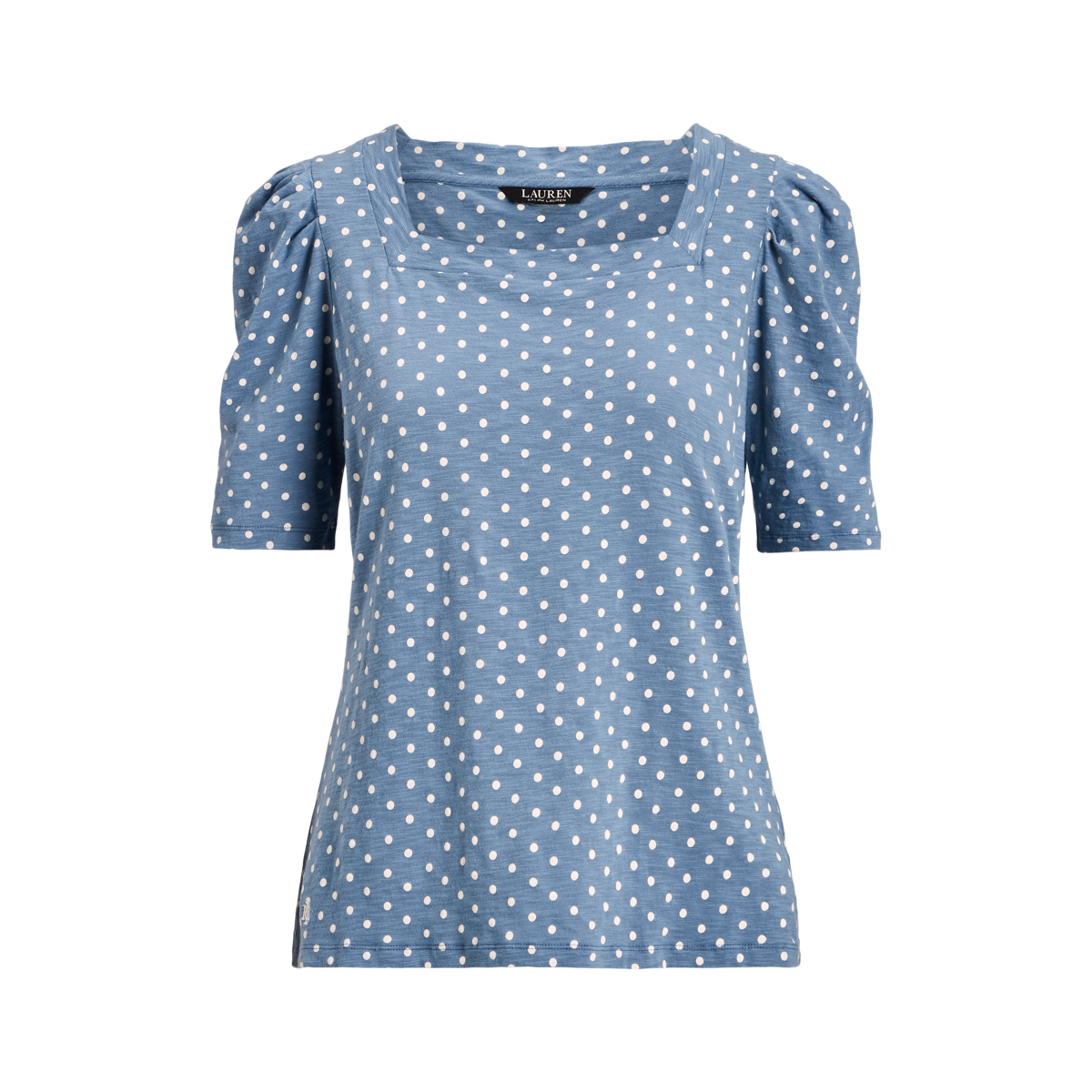 ラルフ・ローレン Lauren Ralph Lauren Polka-Dot Slub Jersey Puff-Sleeve Tee レディース シャ Polka-Dot Slub Jersey Puff-Sleeve Tee